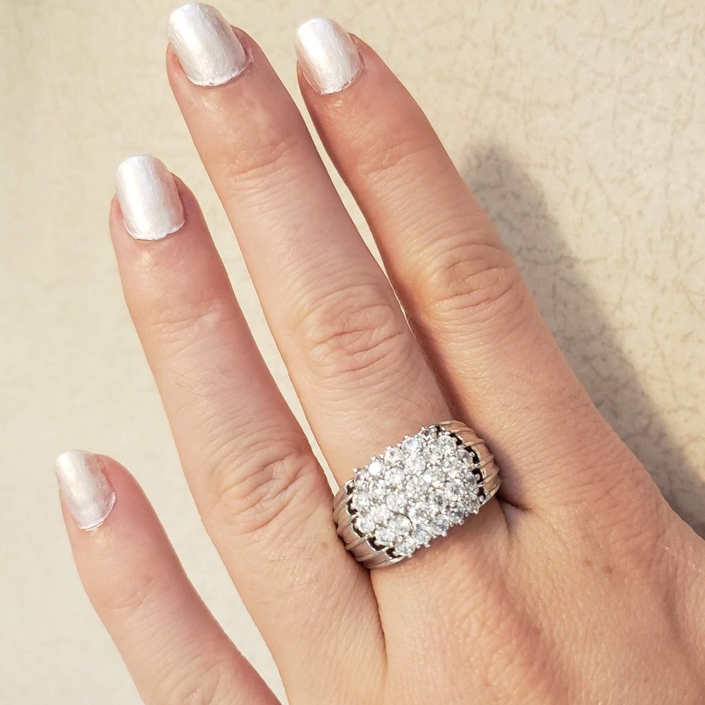 Diamonique Sz 9 Sterling Ring Silver Wide Band QVC
